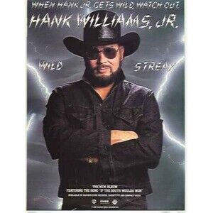 Rare 1988 Hank Williams Jr “Wild Streak” Music Promo Trade Ad 8.5x11